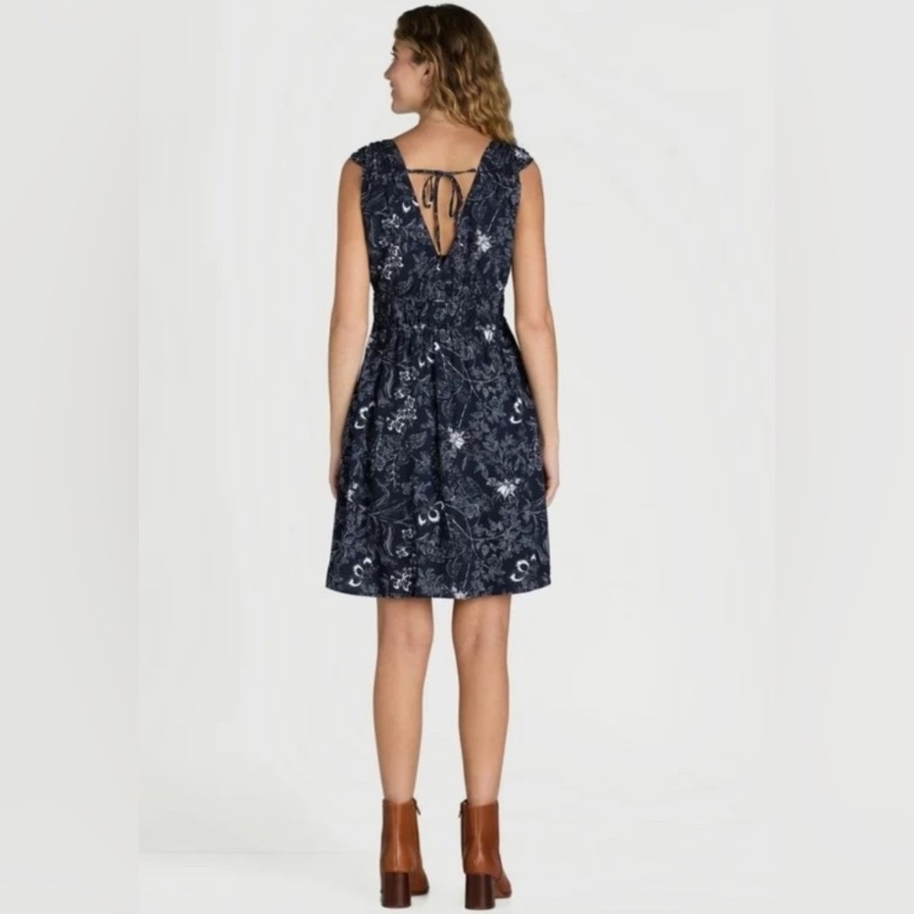 SOLD-NWOT Time and Tru Women’s Tie Shoulder Mini Dress, Botanic Dark Navy-Large - Picture 6 of 12